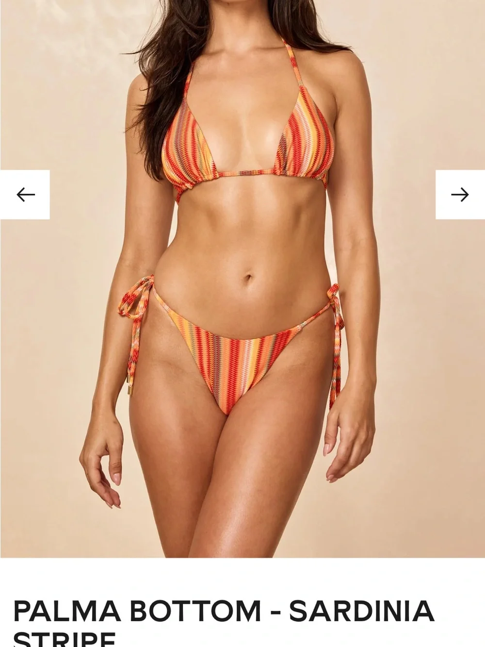 Monday Swimwear Orange Red Yellow Stripe Tie-Side Bikini Bottom